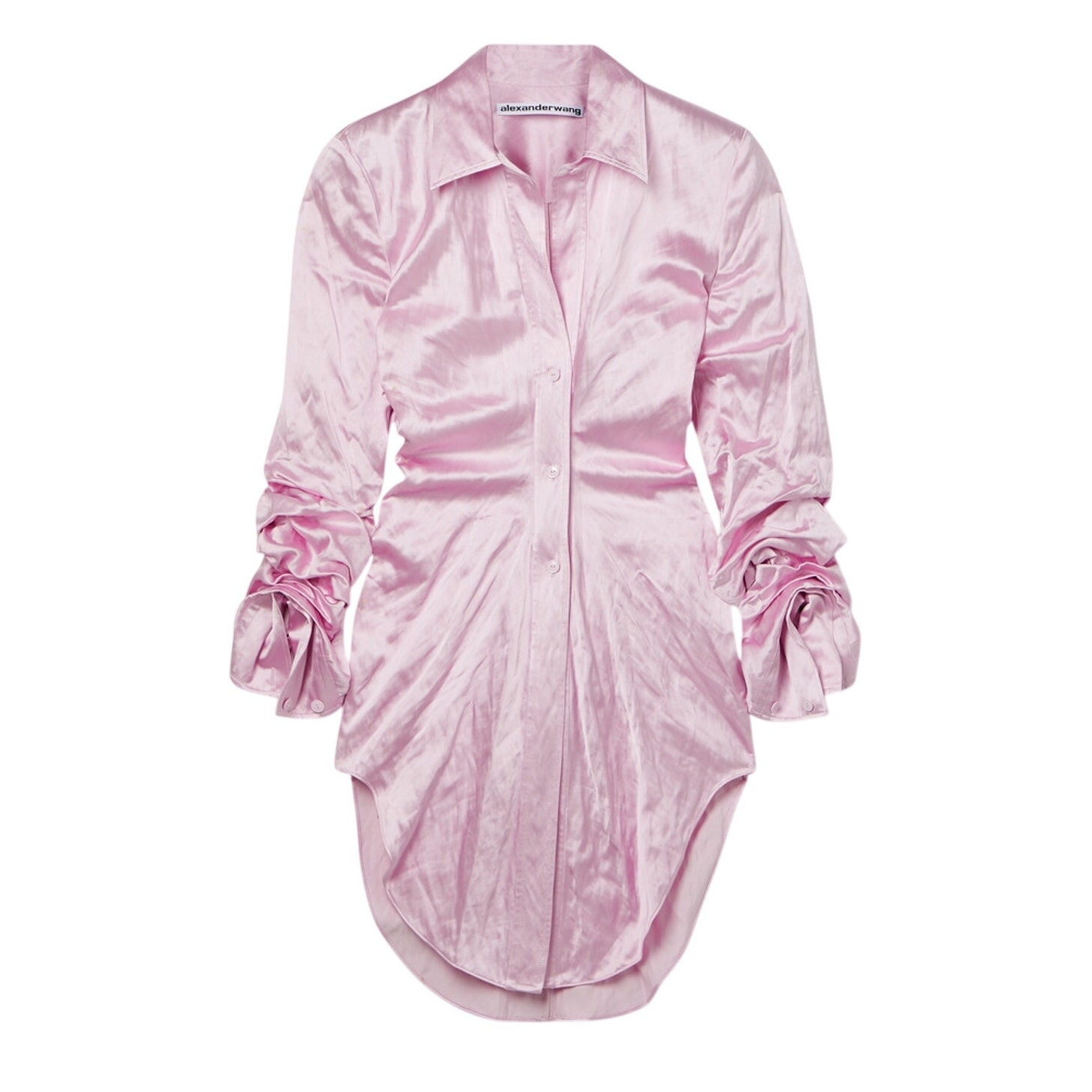 Alexander Wang Ruched Satin Baby Pink Button Up Shirt Size 0
